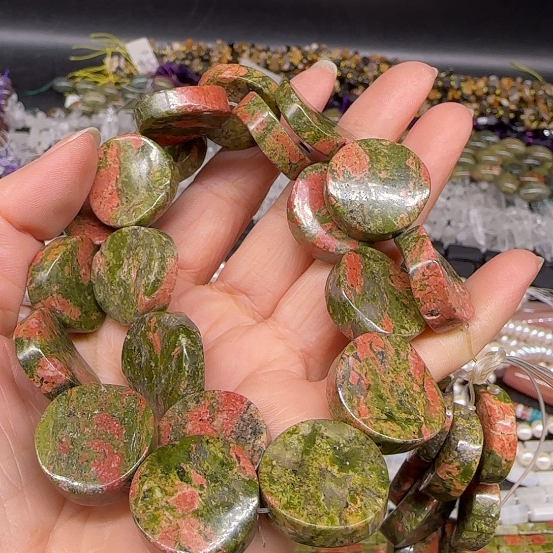 玛瑙/玉髓合金珠宝半成品花绿宝20mm一条