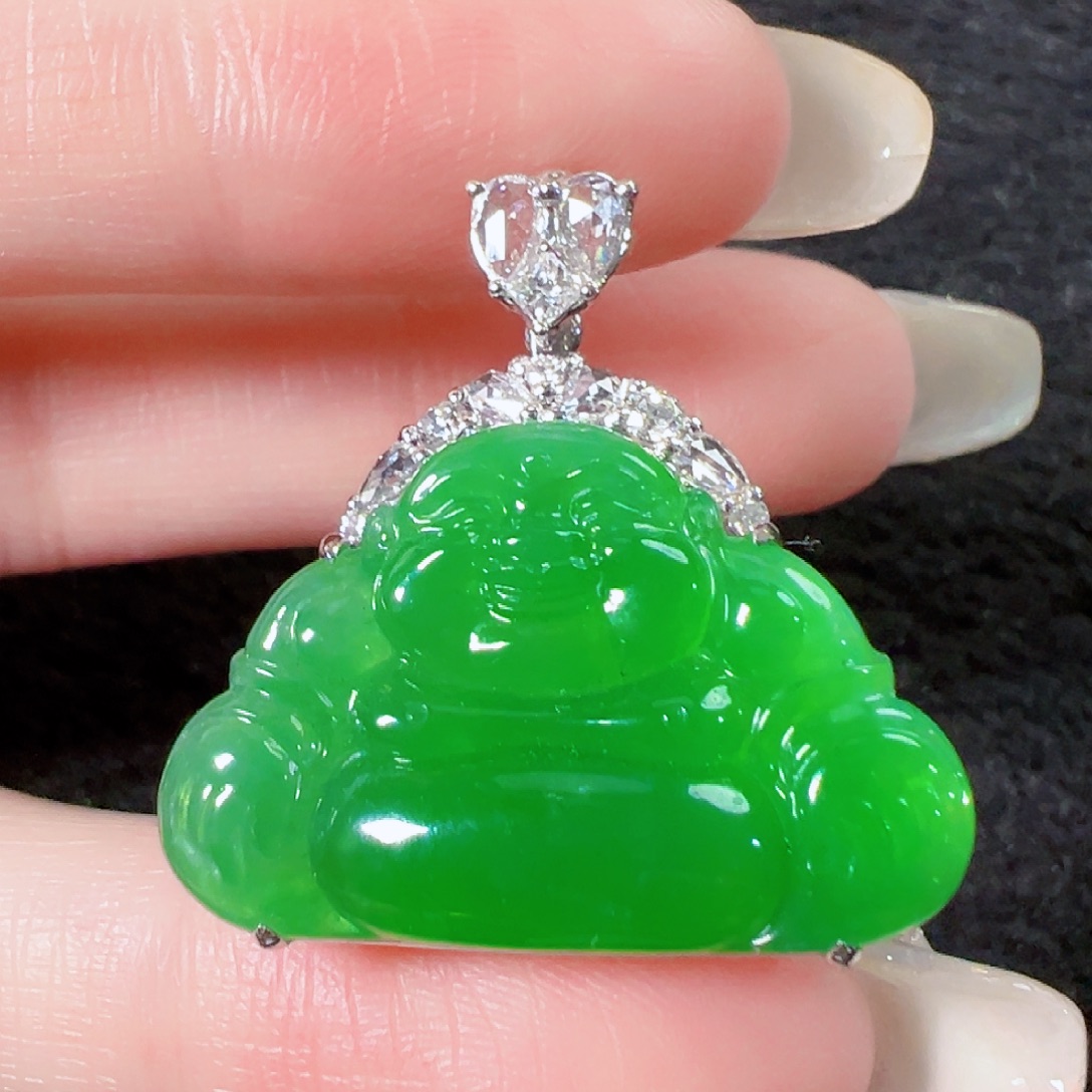 翡翠18K金镶嵌颈饰签收后24小时鉴赏期，过时不退