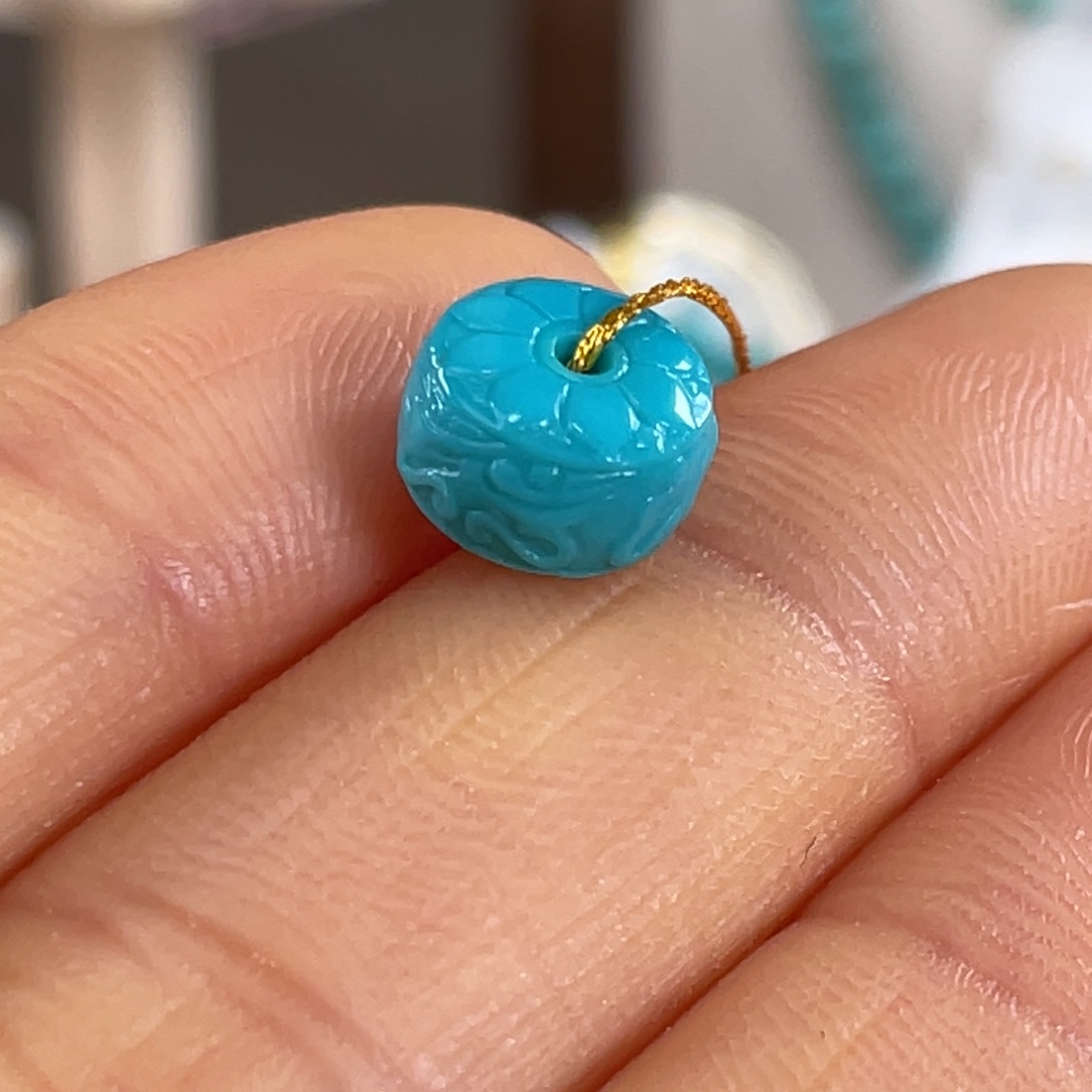 绿松石未镶嵌套链六字箴言珠