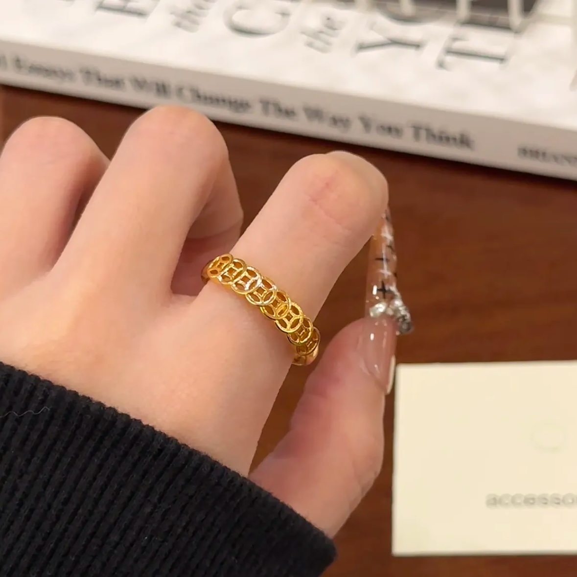 铜币戒指钱多多复古开口素圈Z-5