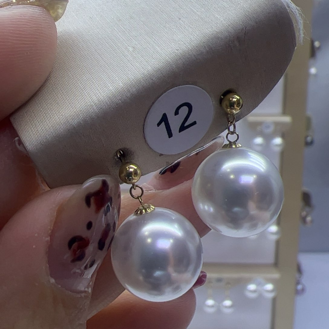 淡水珍珠耳饰18K金镶嵌