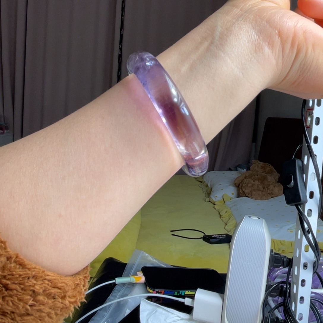 水晶手镯56.5圈口6号未镶嵌拽*