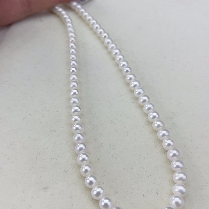 淡水珍珠颈饰银S925镶嵌卡6冷白高品