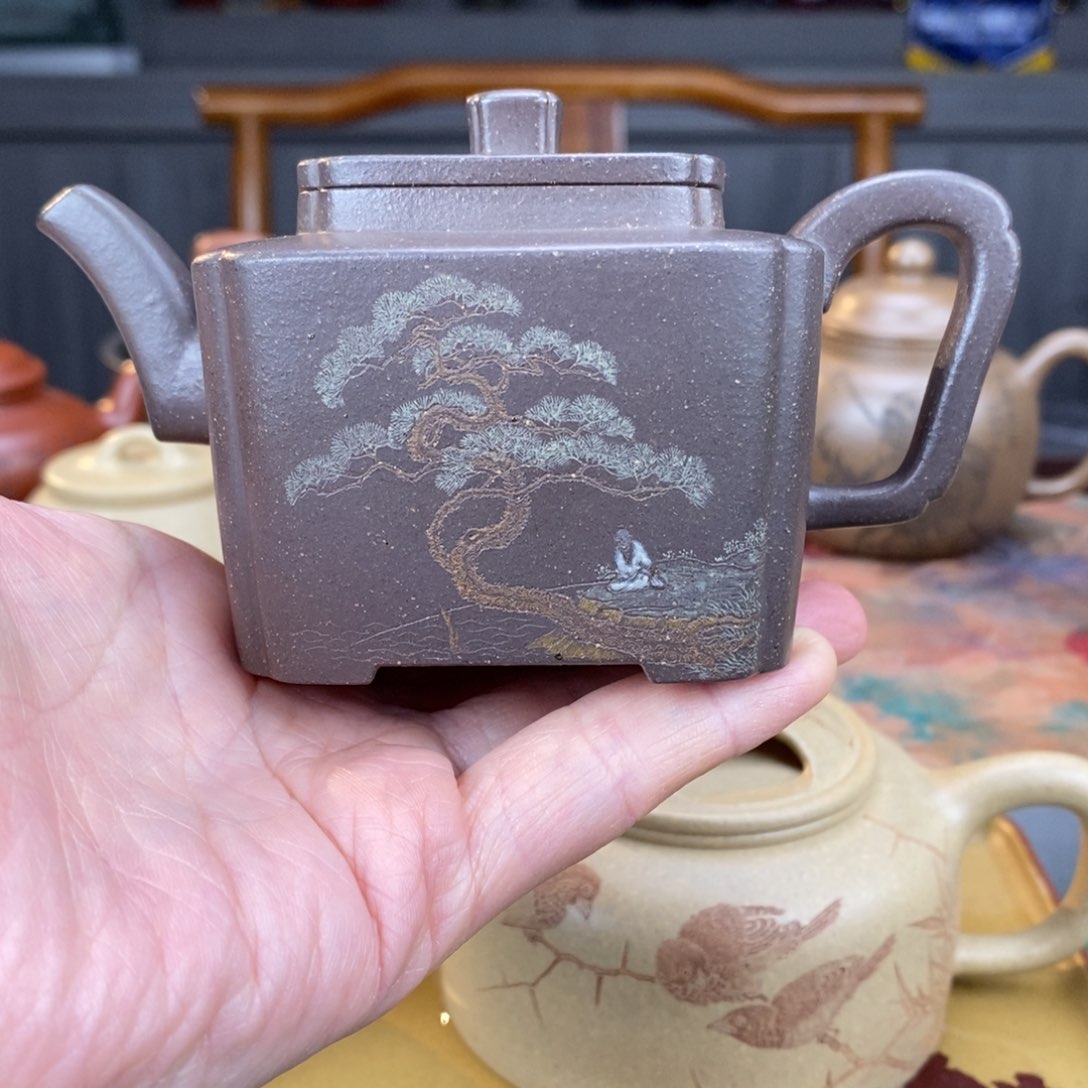 逸*大水潭天青同春精刻文人松加泥绘