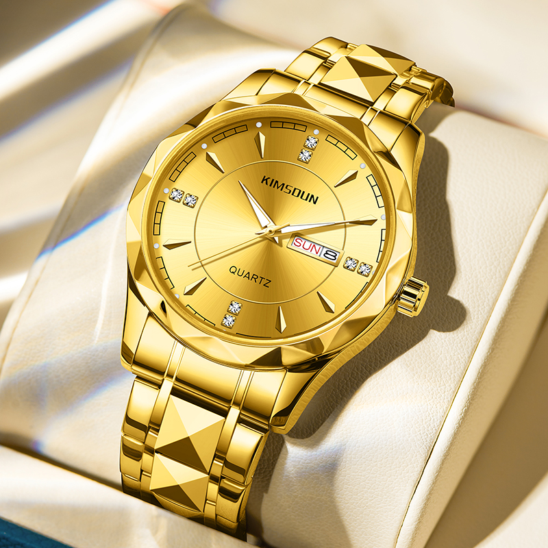 【专柜正品】--JSD金色切割--全新夜光防水男款商务手表-53