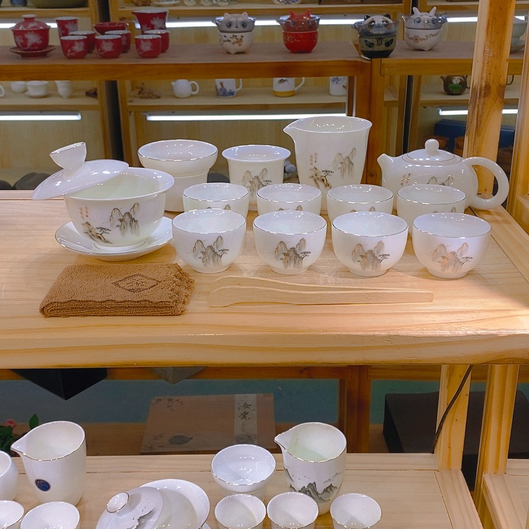 【不止】羊脂玉瓷茶具套装