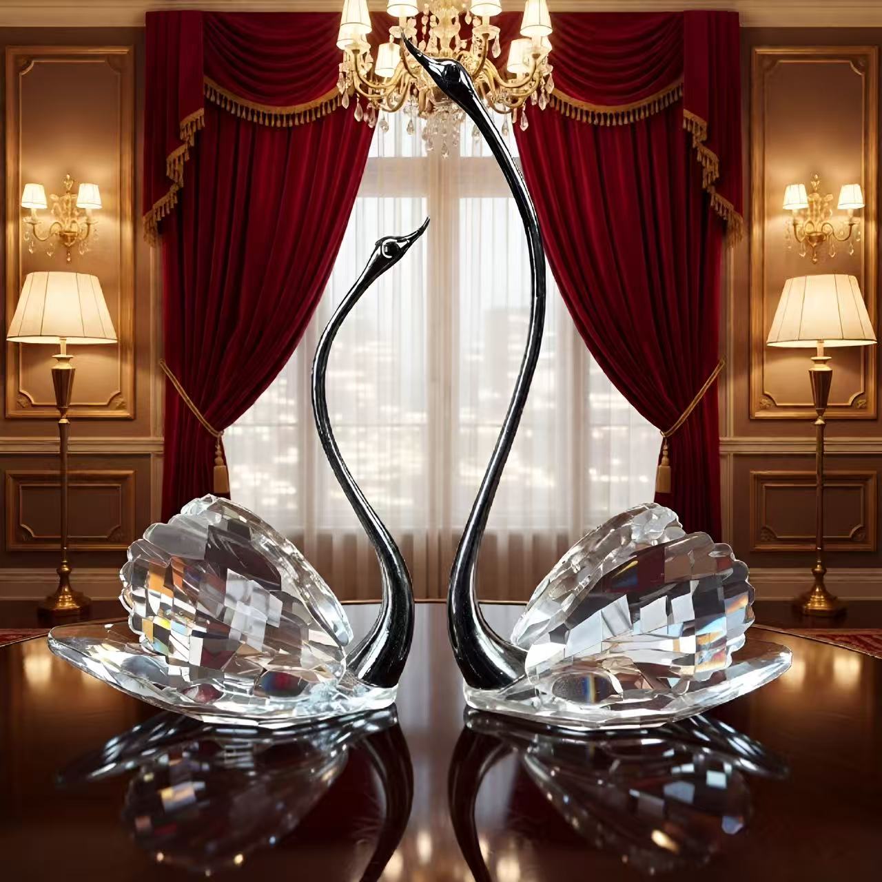 天鹅摆件高档创意婚礼结婚礼物新婚礼品送闺蜜同学好友客厅