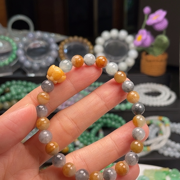 翡翠未镶嵌手链卡7+多宝手串