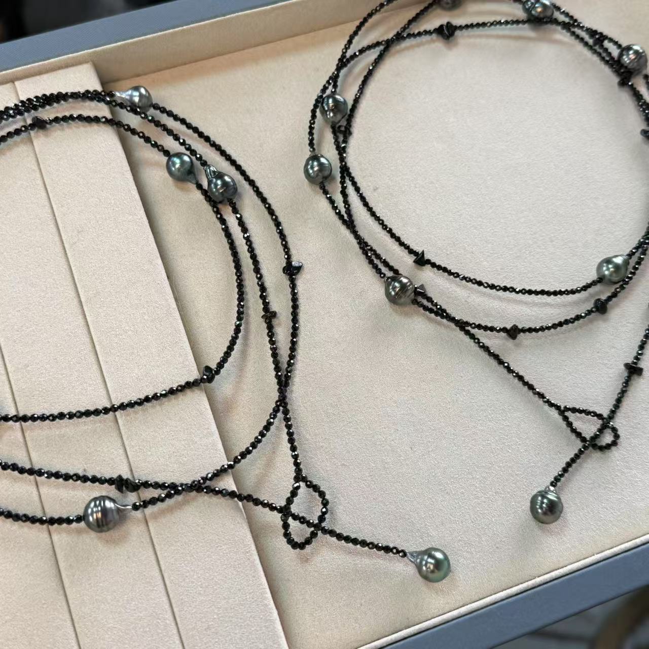 天然海水大溪地巴洛克多层黑色中古毛衣链多样性发货发一条AB377