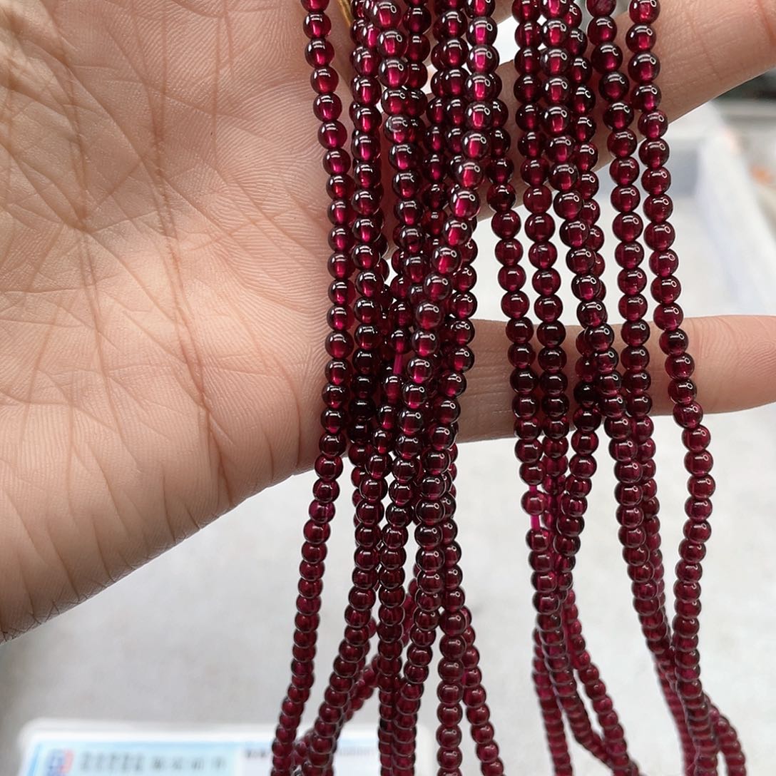 紫晶珠宝半成品未镶嵌归*红石榴多圈