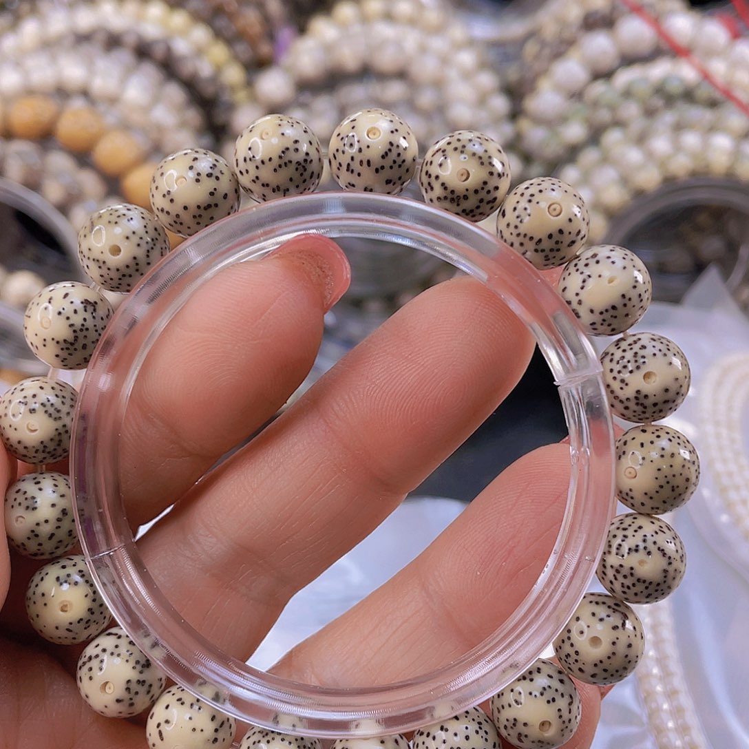 星月菩提手串石玉料青花大眼睛圆珠手串尺寸10