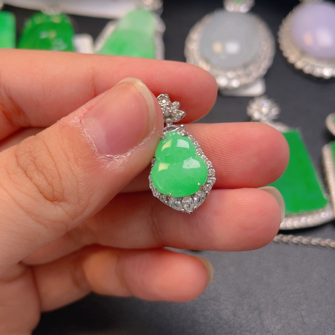 翡翠银S925镶嵌吊坠(不含链)