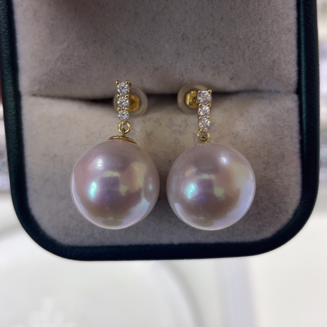 耳饰淡水珍珠银S925镶嵌13-14