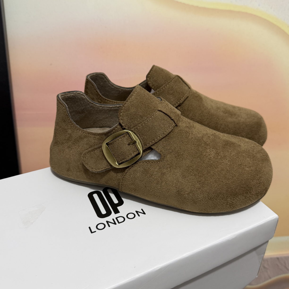 OP1066内增高勃肯鞋女新款圆头加绒保暖厚底防滑一脚蹬休闲鞋