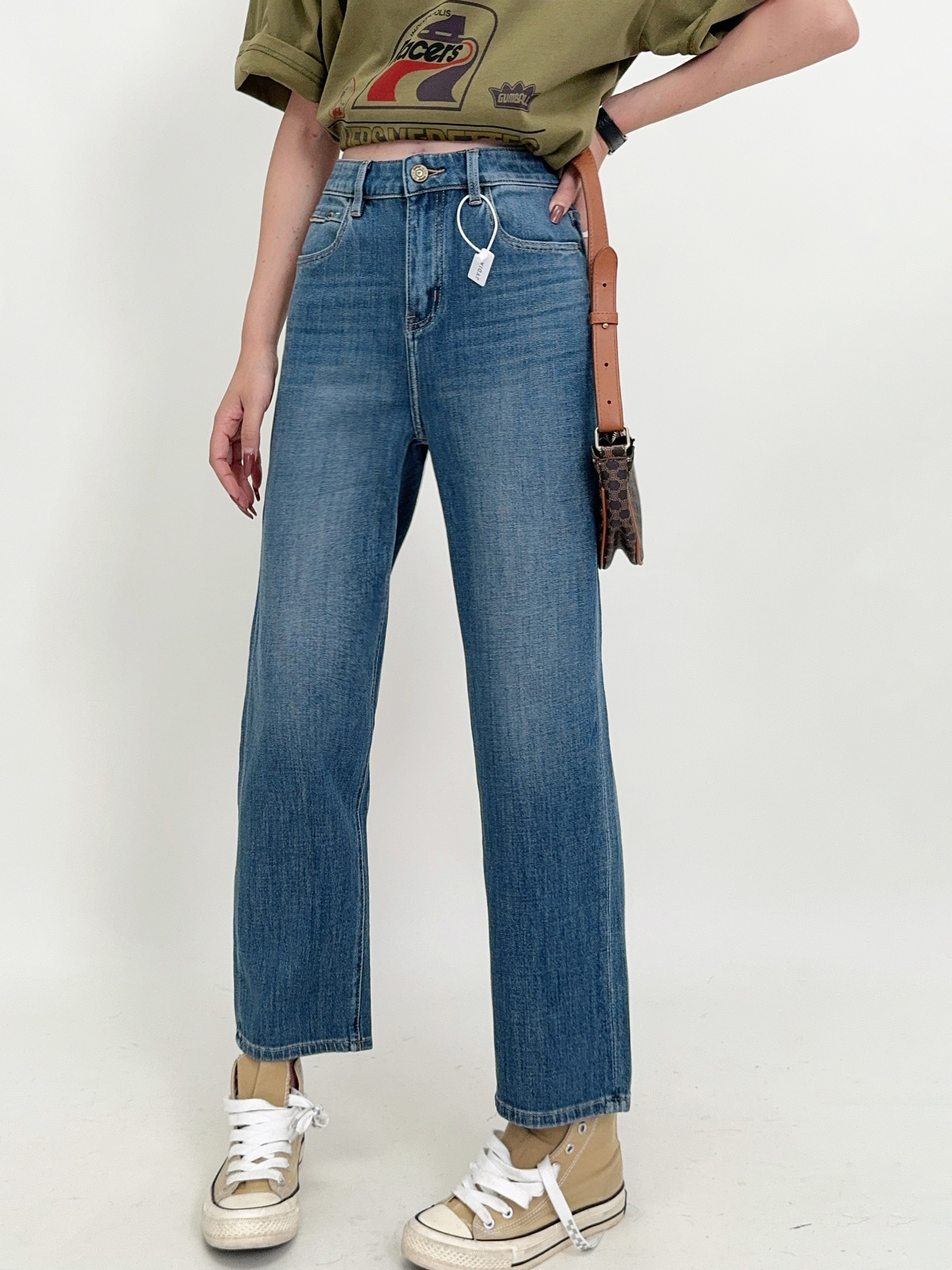 023 高货四面弹牛仔法棍裤