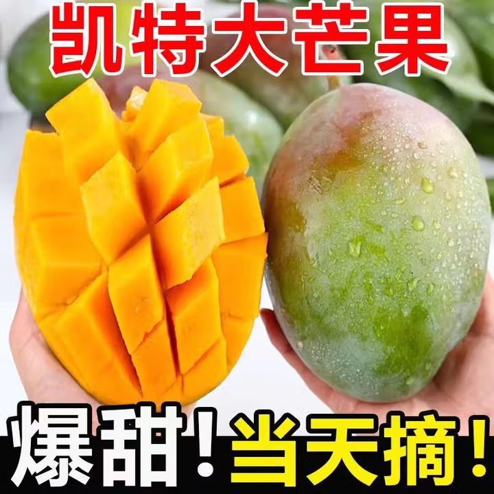 【红头凯特】新鲜头茬正宗攀枝花凯特芒现摘青皮芒果热带水果10斤装