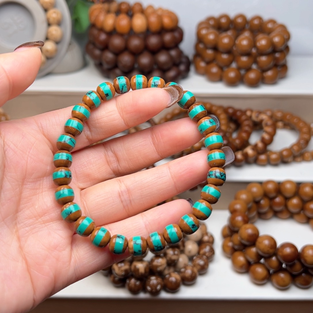 紫金鼠手串7.6实心镶嵌手串