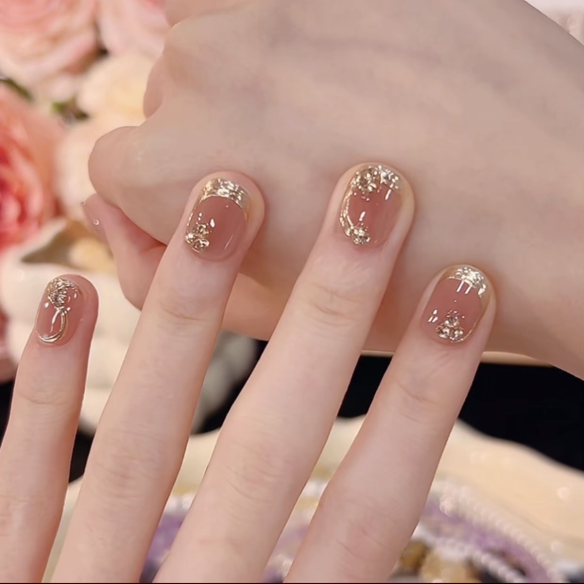 【老钱风】纯纯子专属~高级~纯手工气质款光疗美甲猫眼带钻