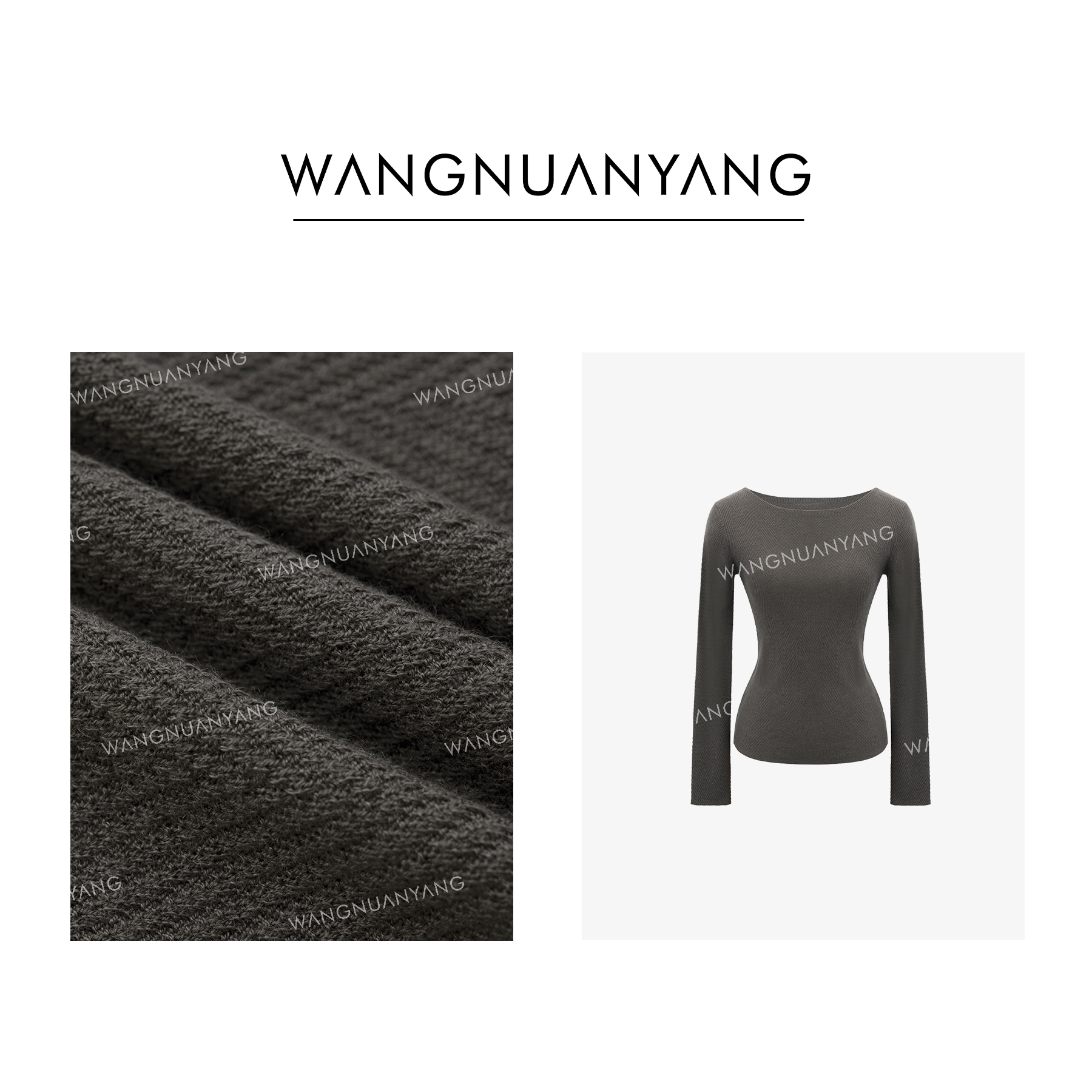 【王暖阳】沐光|一字领鱼骨纹14针斜令式羊毛针织上衣