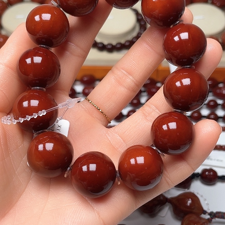 橄榄核手串发*雨包浆玉化