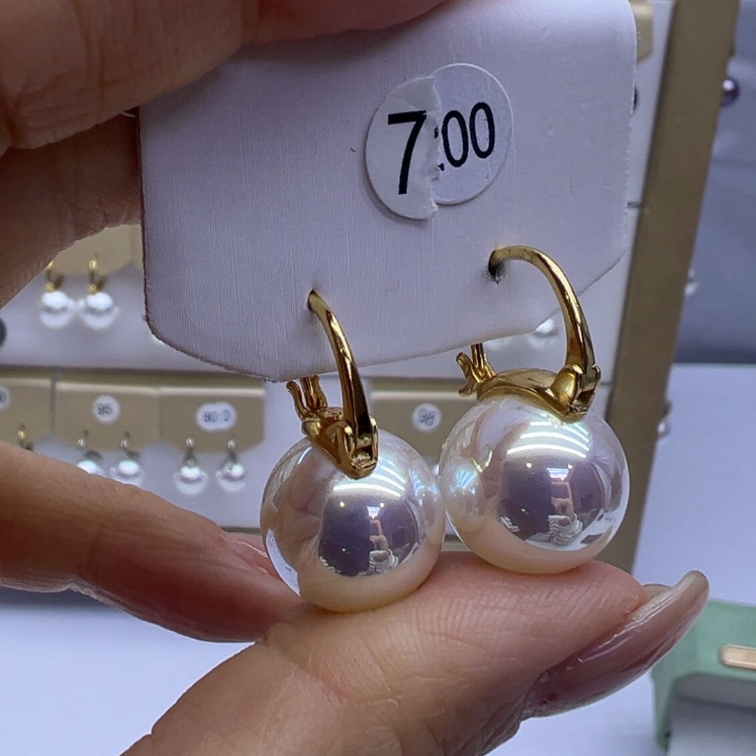 耳饰银S925镶嵌淡水珍珠