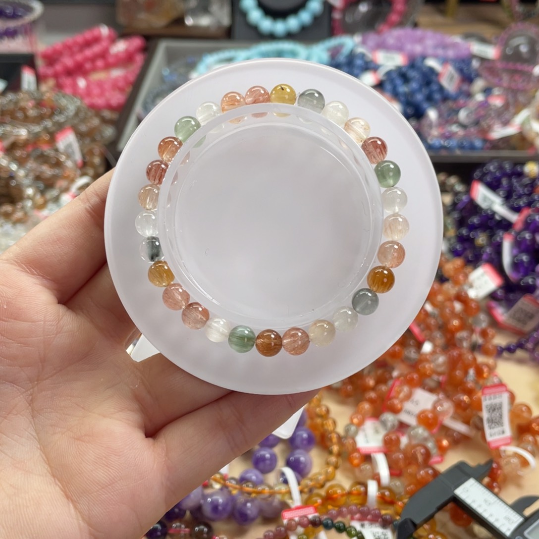 水晶手链未镶嵌彩兔毛6mm