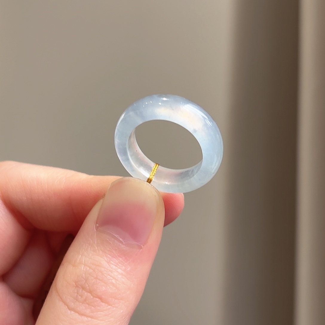 翡翠18K金镶嵌戒指12圈翡翠戒指多人不退不换