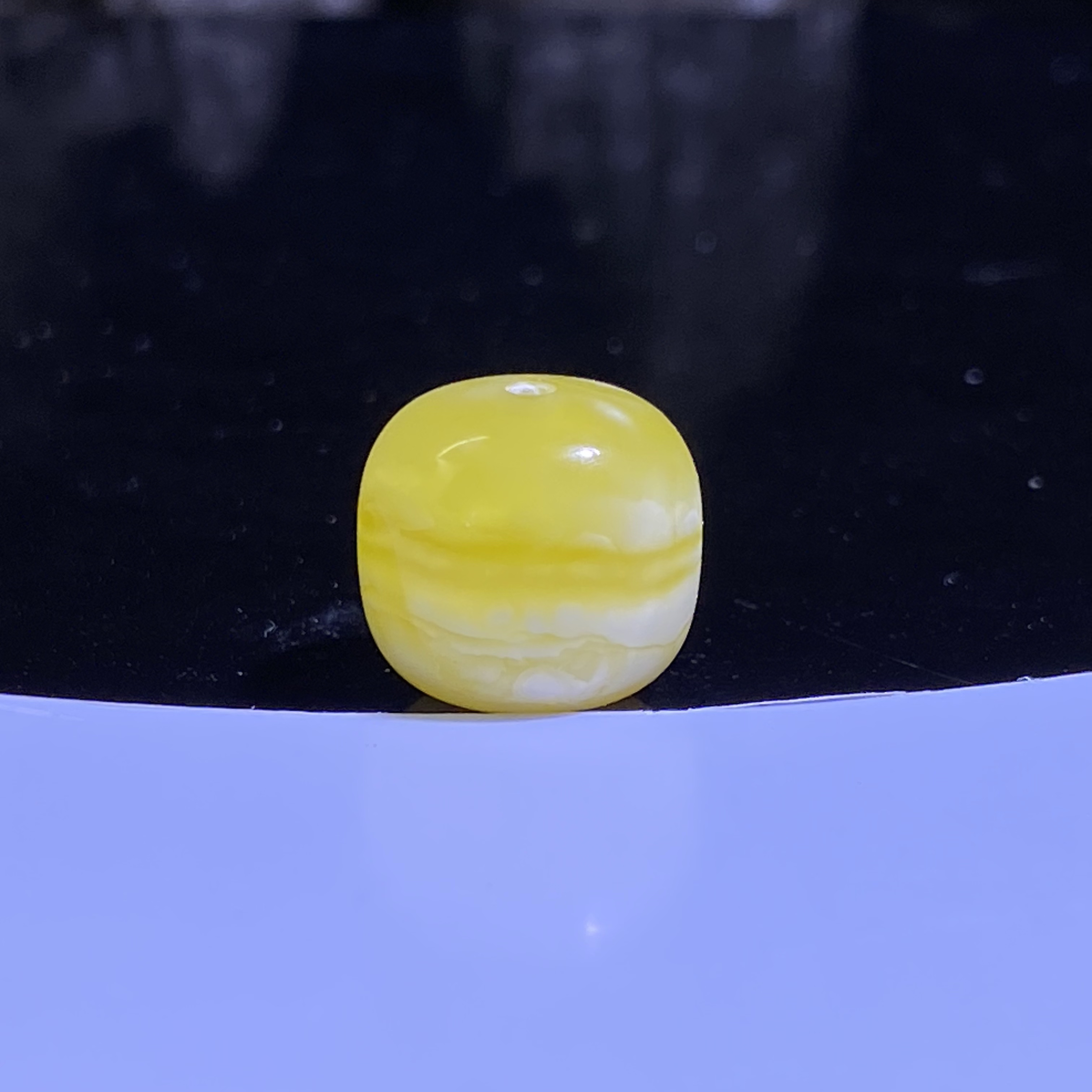 橘金瓷白妖花虎皮纹蜜蜡老型单珠12.4mm