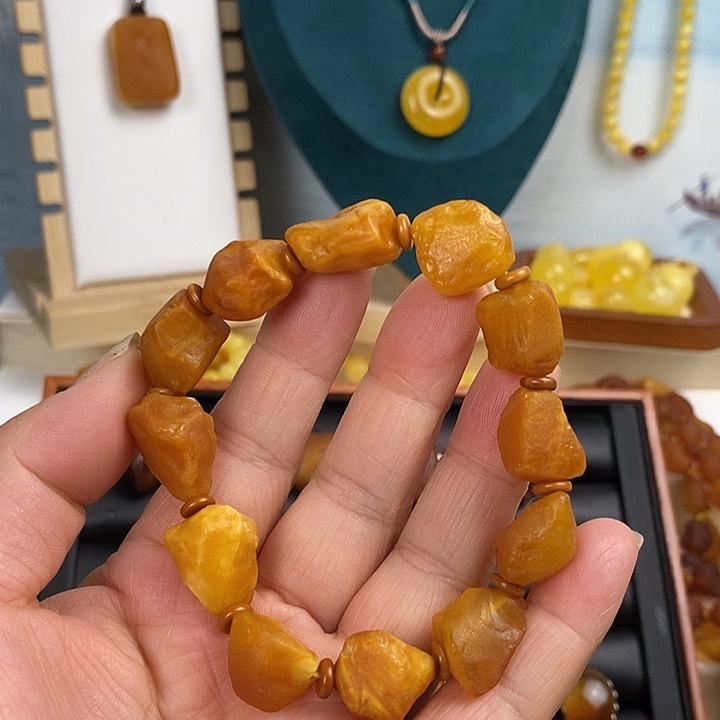 蜜蜡未镶嵌戒指手串