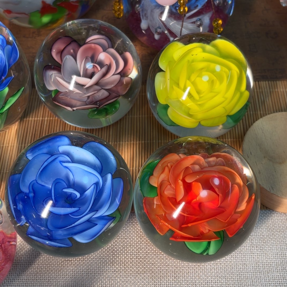 琉璃手工艺品微瑕四个花