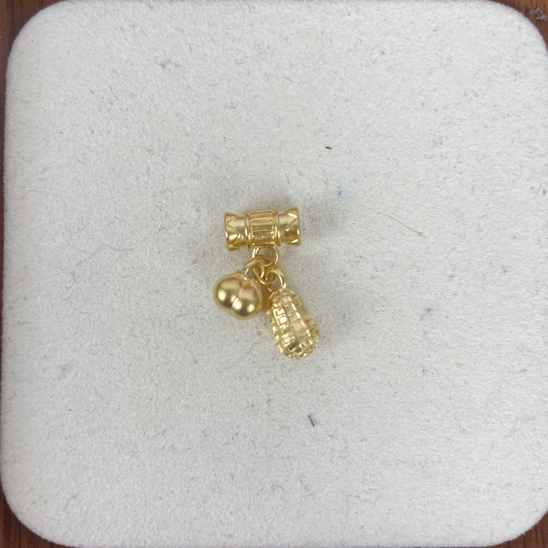 0.51g带管柿子花生足金999先鉴定后发货黄金配件