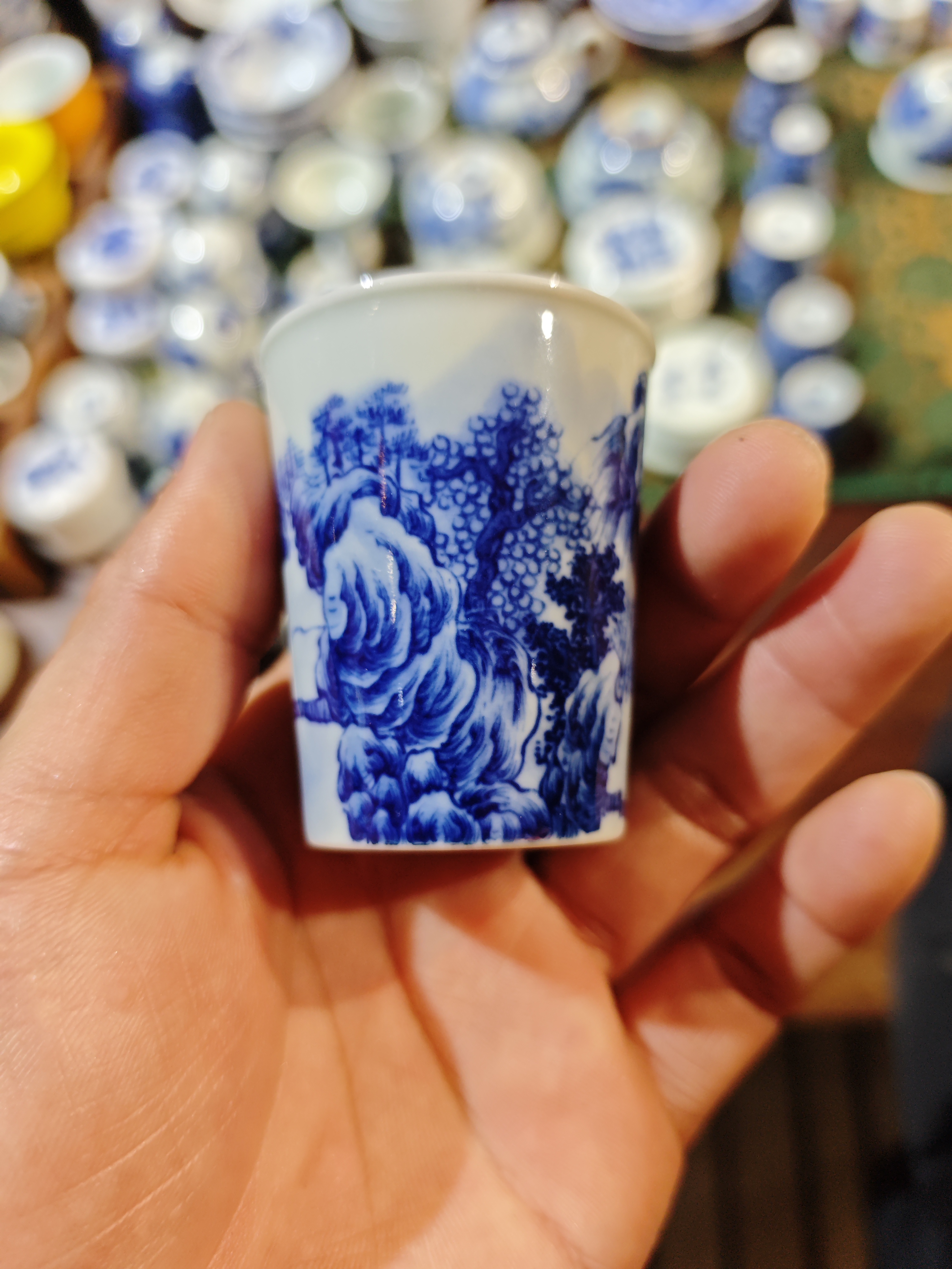 柴窑青花小可乐杯