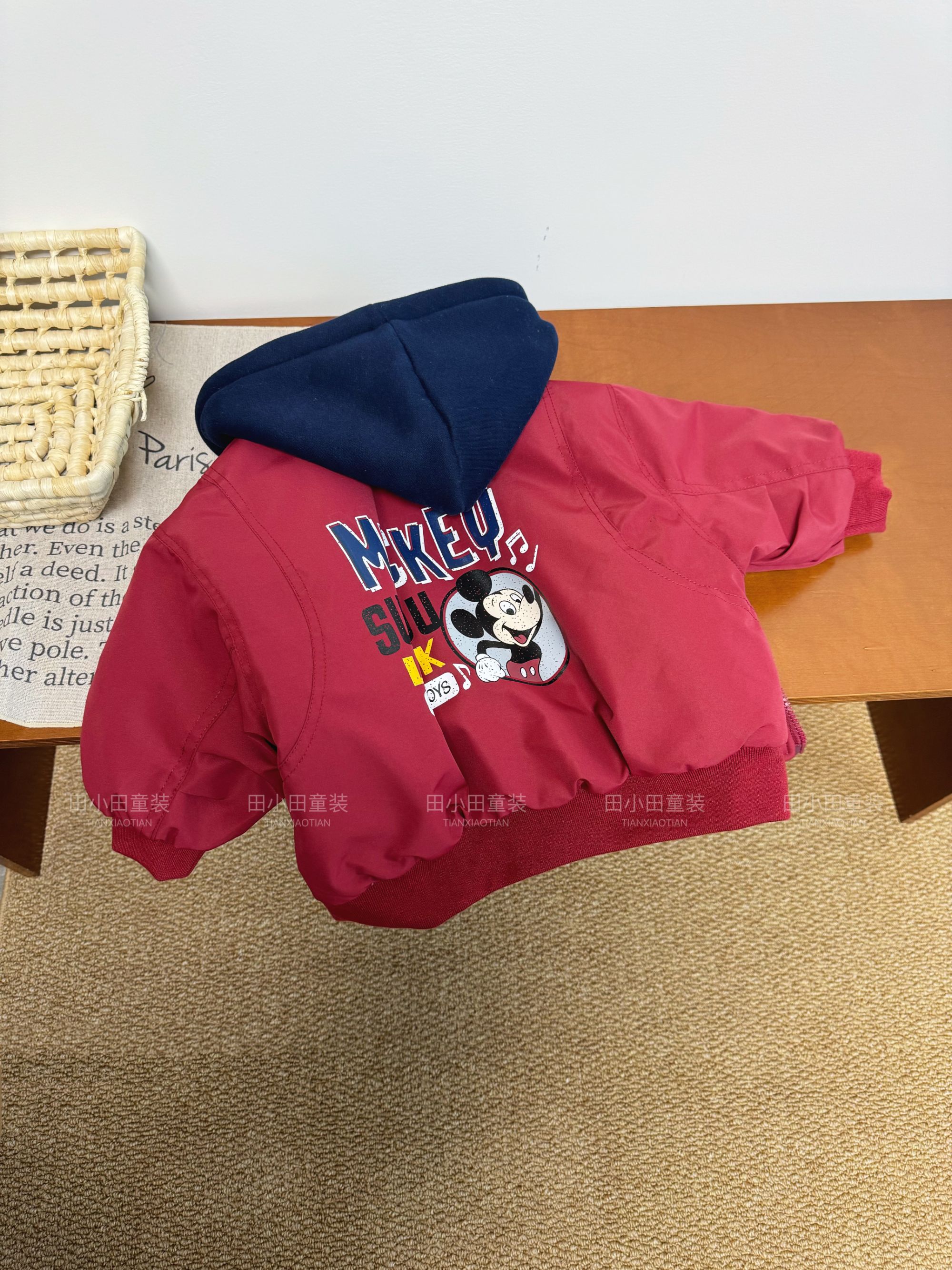 【田】韩系儿童米奇夹棉连帽外套