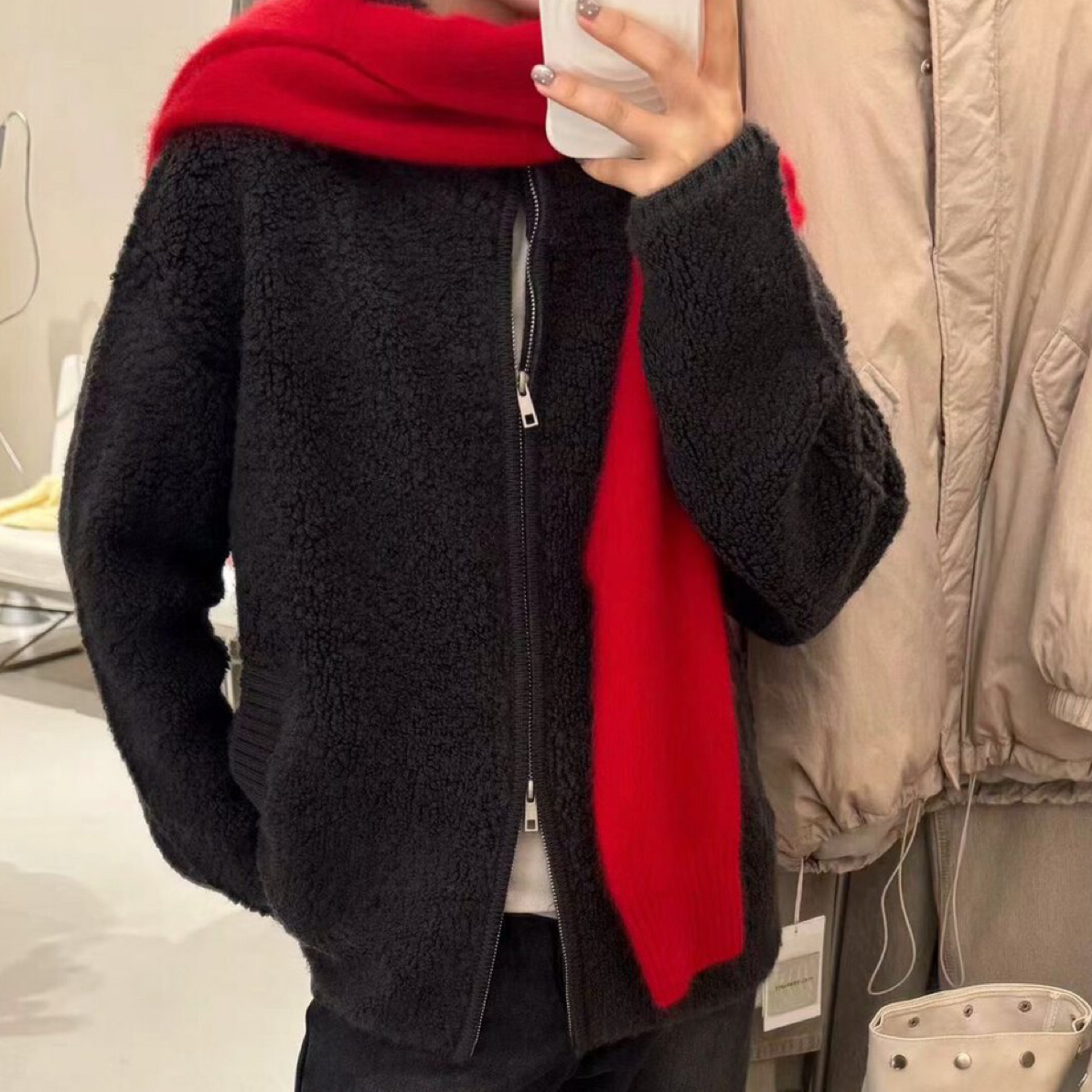 03547 韩系立领全羊毛圈圈纱软糯亲肤保暖百搭羊毛开衫