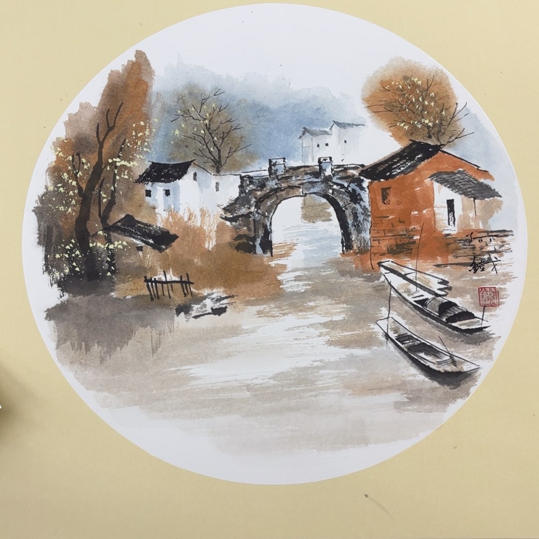 国画斗方赵铁50斗方山水赵