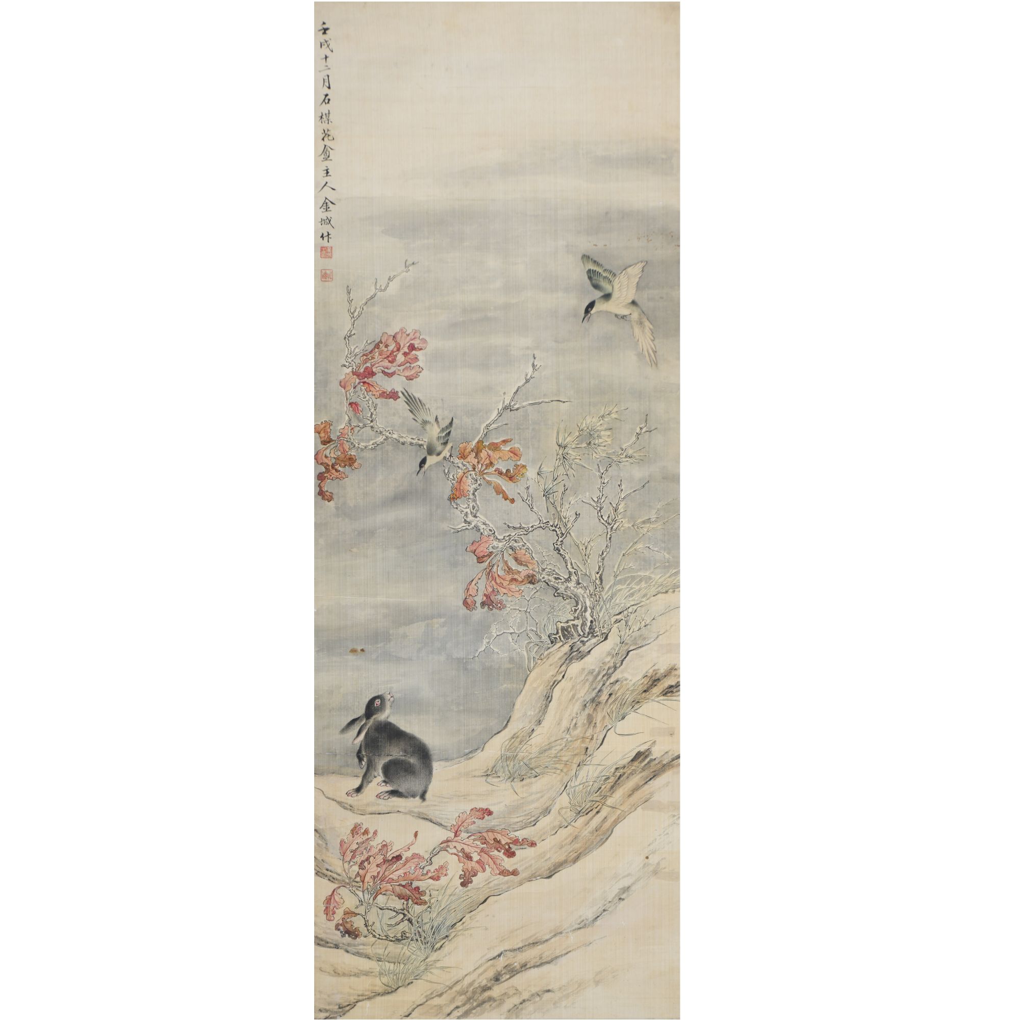 LOT.023金城【花鸟】绢本镜片B0502-608预展