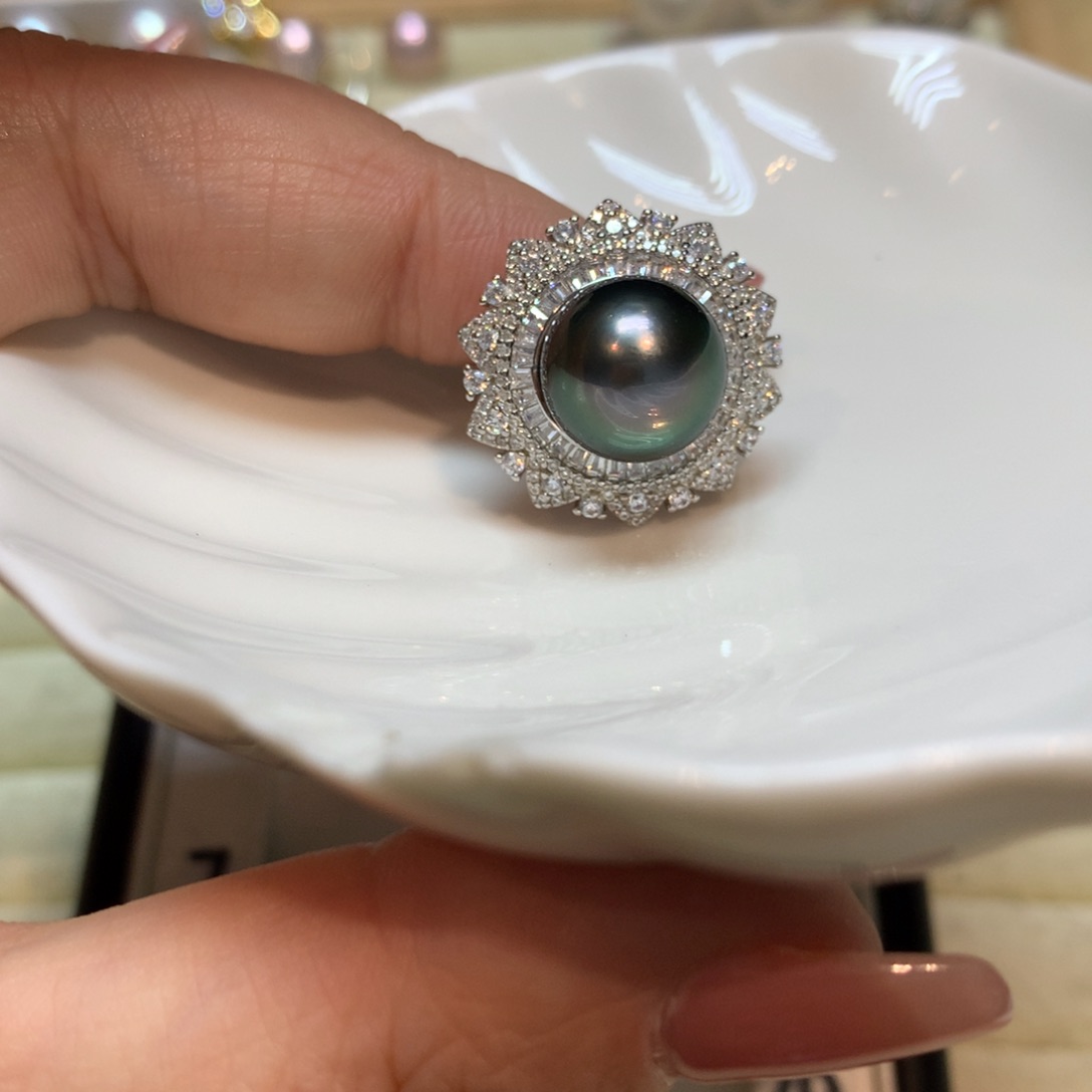 海水珍珠戒指银S925镶嵌