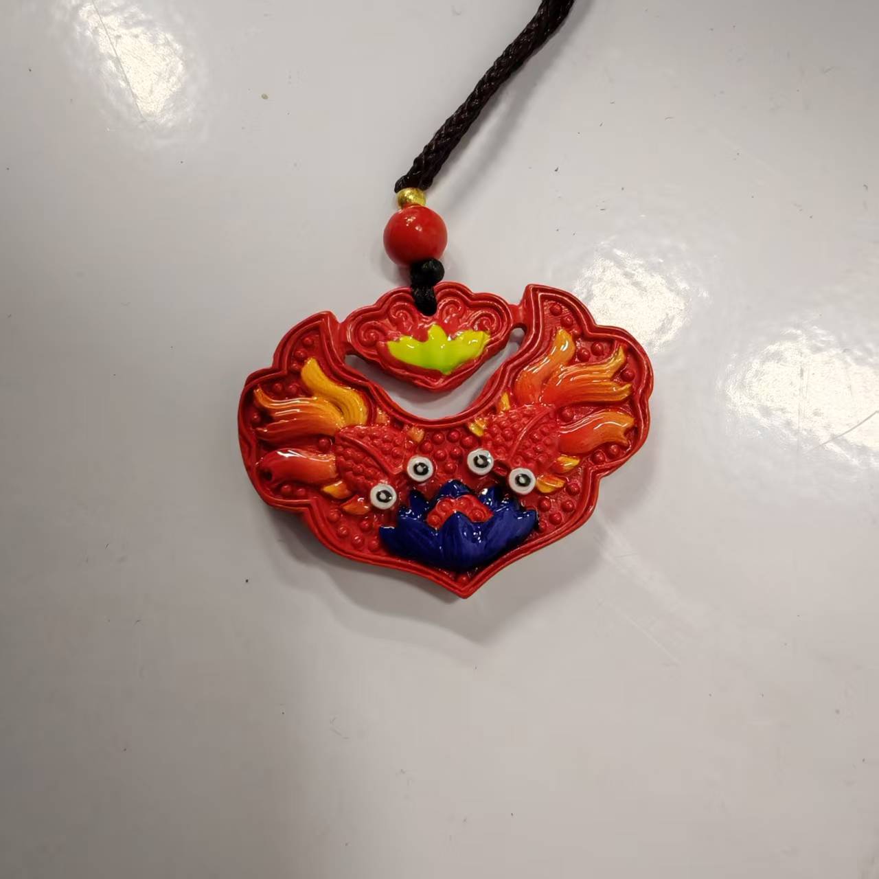 含辰砂工艺品NH006-经典红纱如意双鱼吊坠