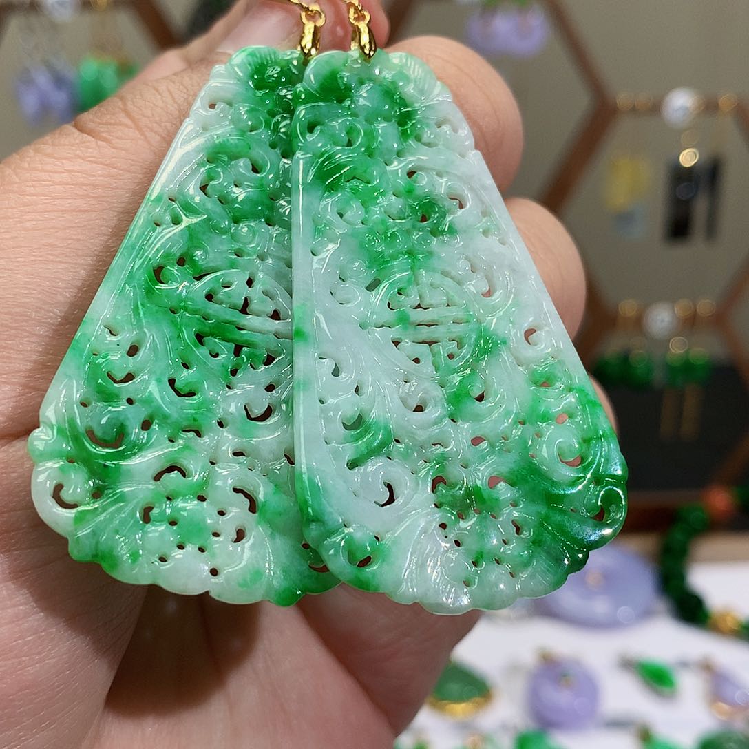 银S925镶嵌翡翠耳饰天然翡翠耳饰