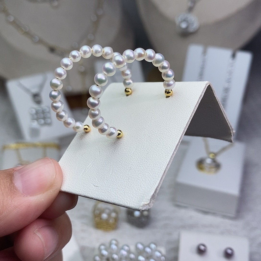 银S925镶嵌耳饰淡水珍珠