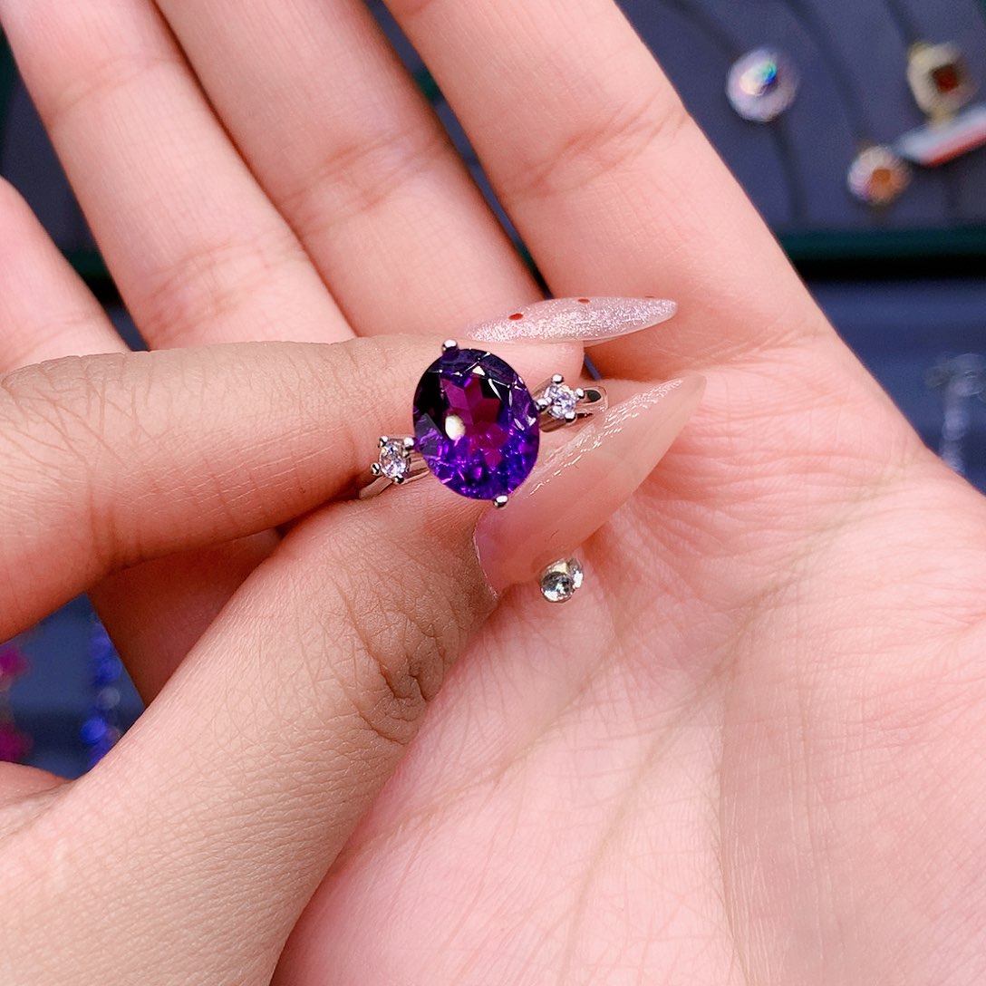 紫晶戒指银S925镶嵌11111