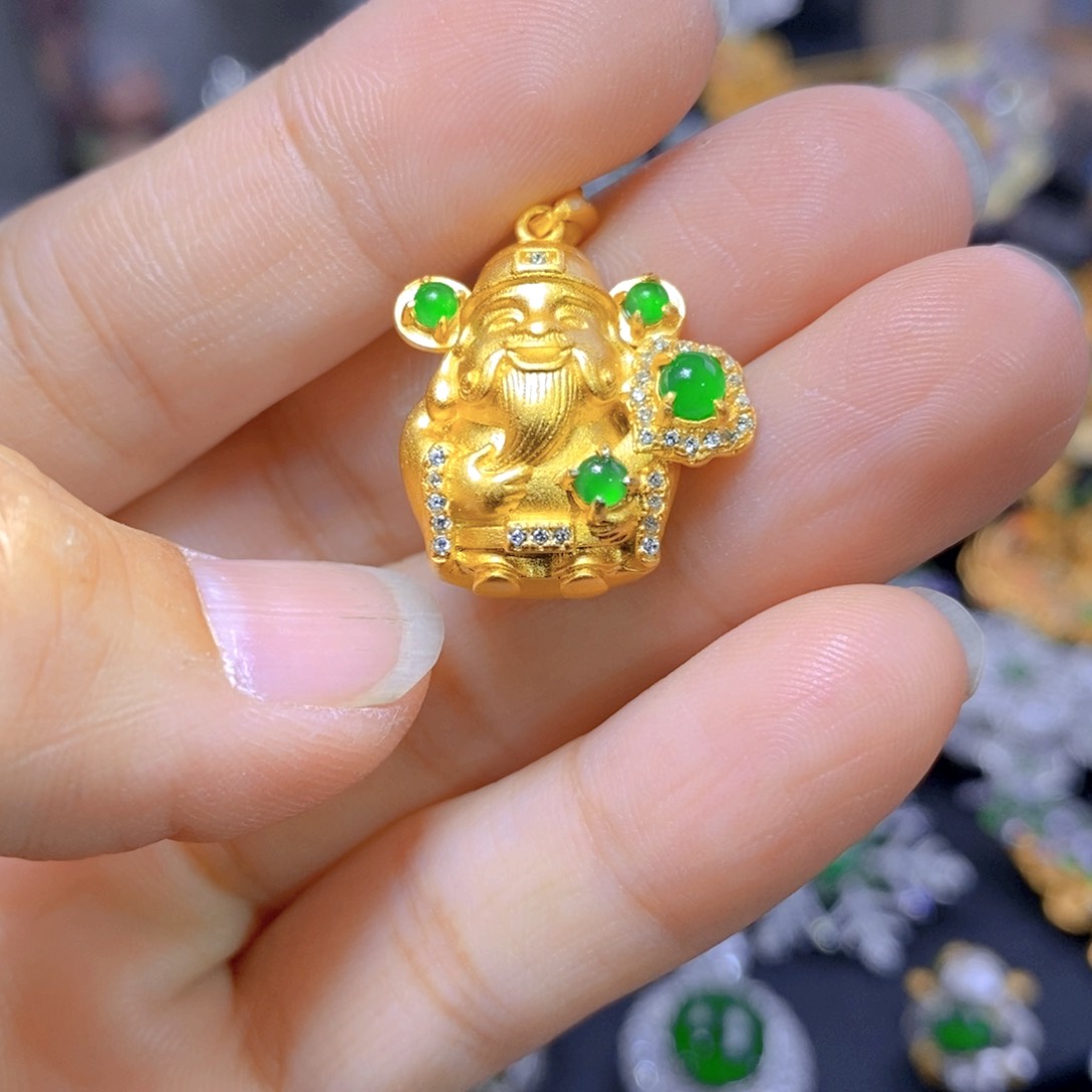 翡翠耳钉银S925镶嵌天然翡翠