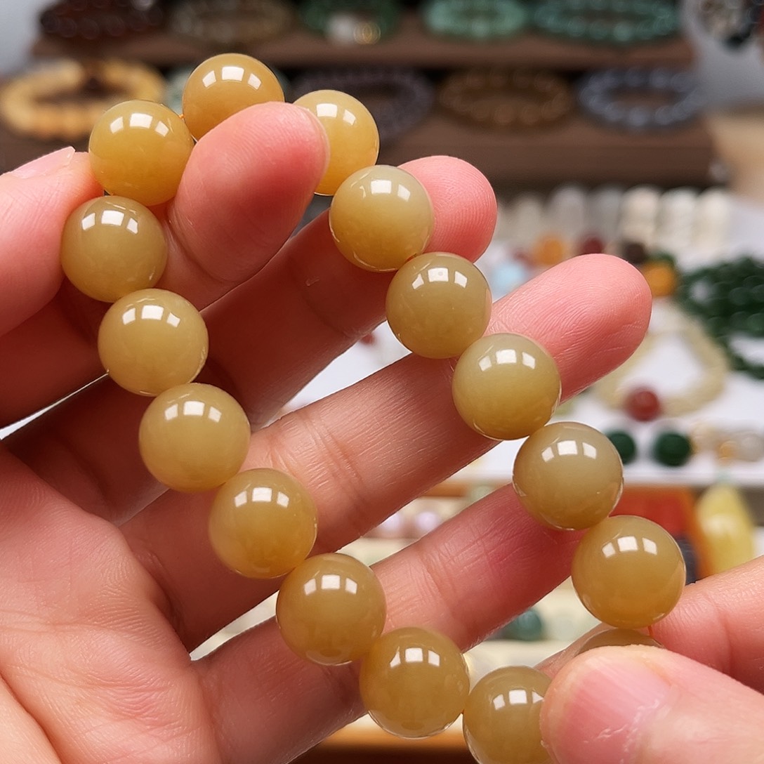 手链未镶嵌和田玉糖玉1.2