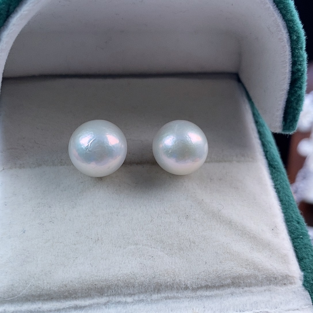 阁***萌耳饰淡水珍珠银S925镶嵌微瑕