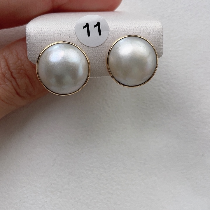 拼合珍珠（马贝珠）耳饰18K金镶嵌1