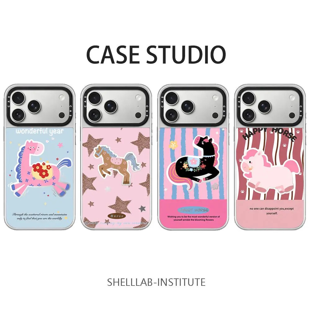 【高版本银框镜面磨砂】可爱小马新年适用苹果手机壳 iPhone17/1615