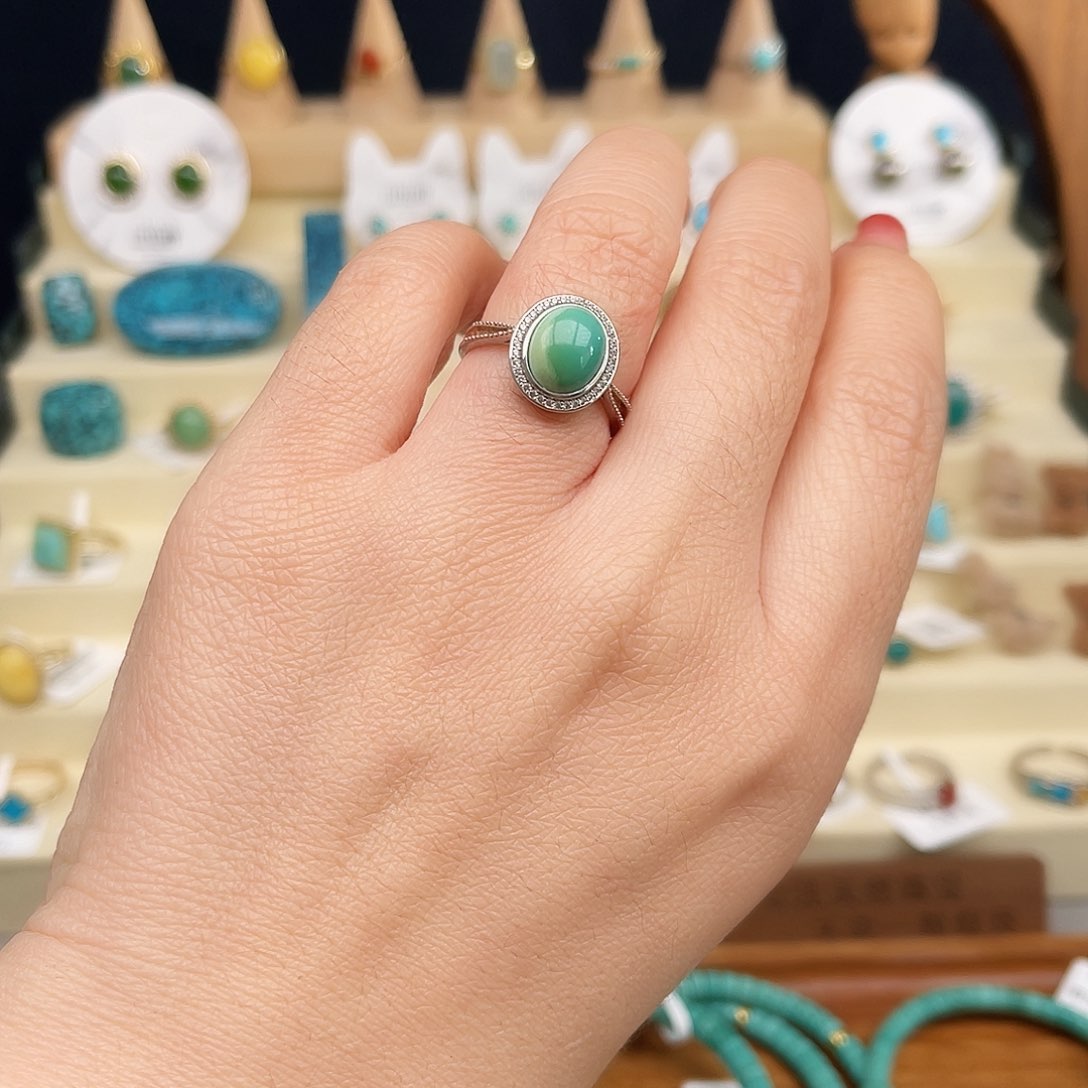 绿松石戒指银S925镶嵌