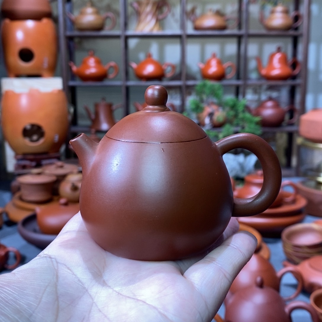 紫砂茶壶福利款潮州手拉朱泥龙蛋壶100cc