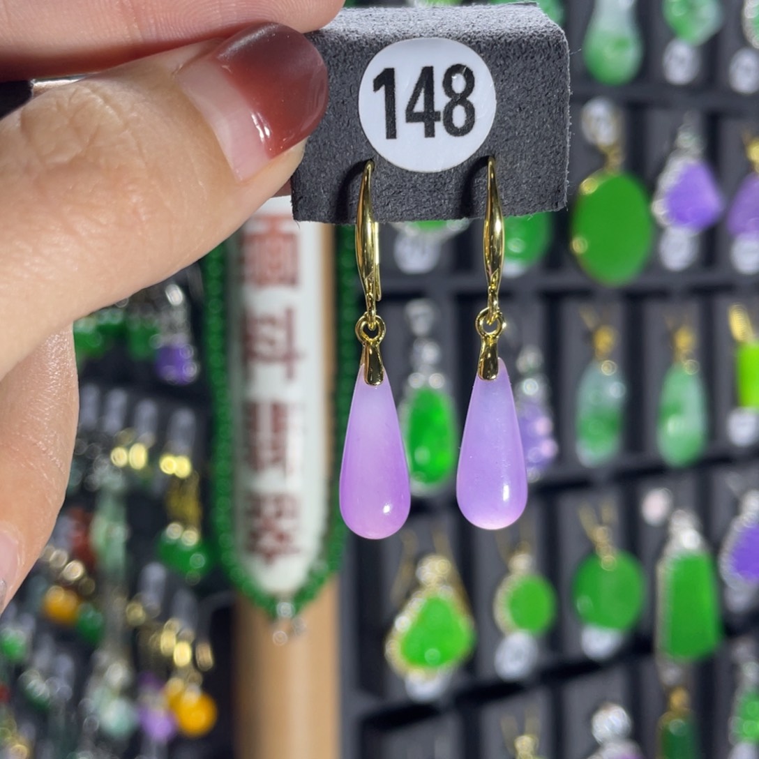 银S925镶嵌翡翠耳饰148