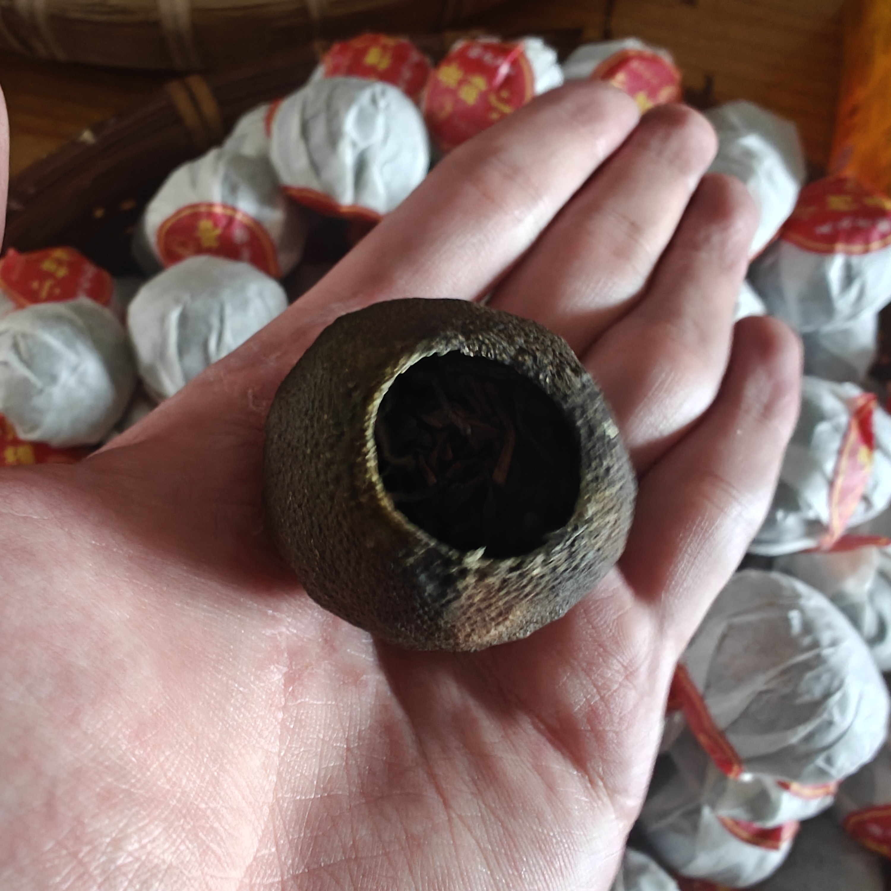 新会2025天马小青柑普洱茶陈皮普洱茶纯手工生晒（m陈皮送柑普茶）